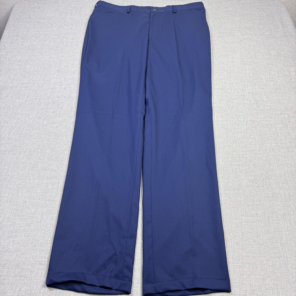 Oxxford Clothes Pants Mens 36x34 Blue Wool Flannel Dress Pants Flat Front